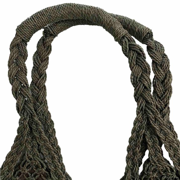 CAPELLI Straworld Shoulder bag Macrame BUTTON Purse Green / Brown - Picture 6 of 8